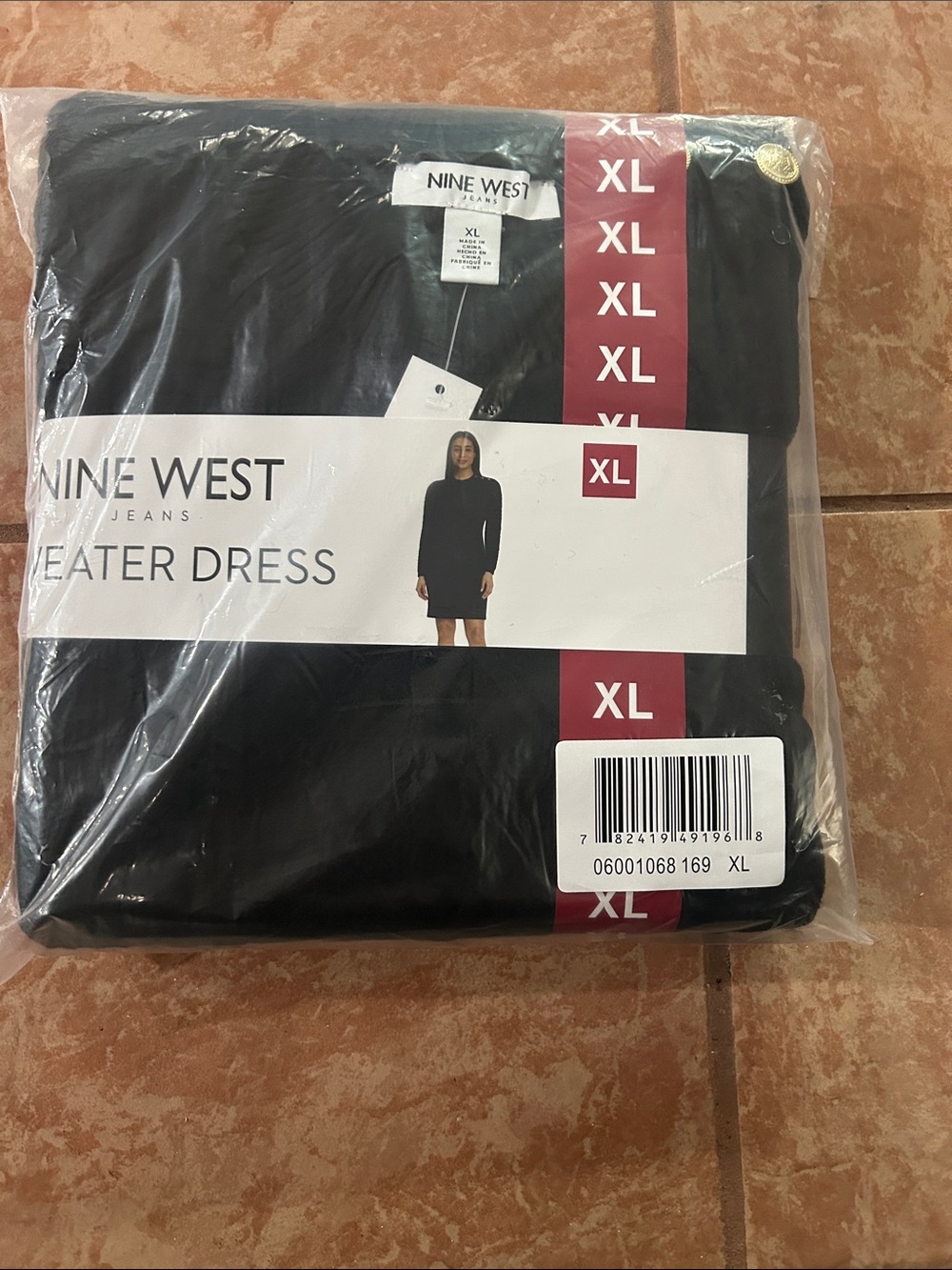 Nine West Black Long-Sleeve Sweater Dress